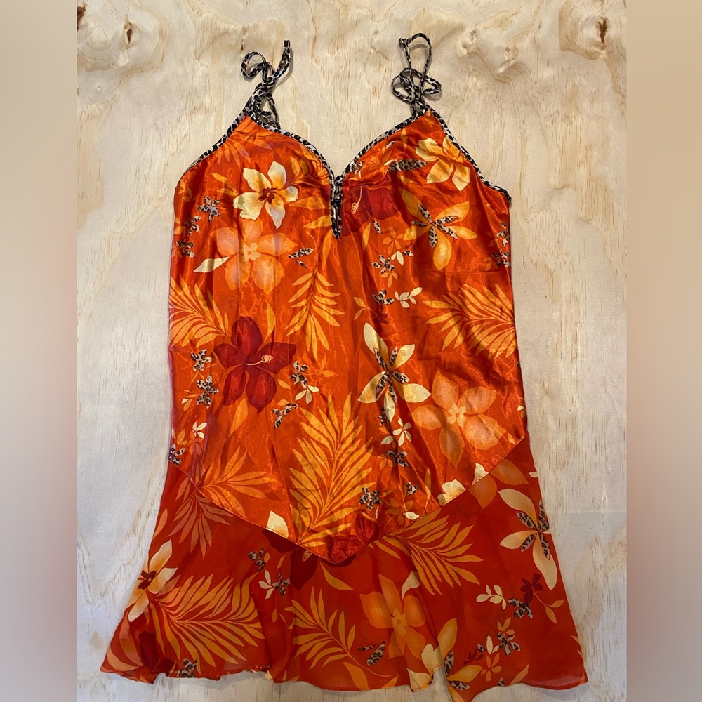 Orange Floral Slip Dress
